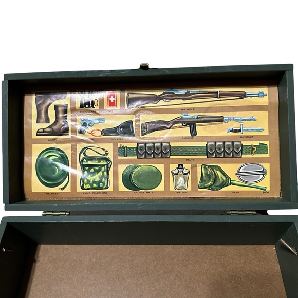 Vintage 1960’s GI Joe Hasbro Foot Locker Storage Wooden Trunk Case No Tray - Picture 4 of 13